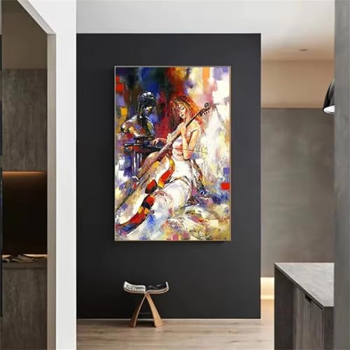 5D Diamond Painting Erwachsene Kits Abstrakte Frau Gitarre DIY Diamond Painting Bilder Square Drill für Kinder Erwachsene Home Wand Décor 80x100cm von ditlvy