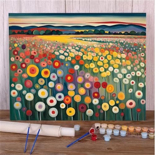 Abstrakte Blumen Malen Nach Zahlen Erwachsene,DIY Framed DIY Handgemalt Ölgemälde Leinwand Kits Mit Pinsels und Acrylfarbe Als Geschenke und Heimdekoration 40x50cm von ditlvy