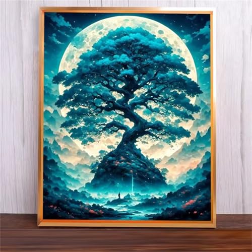 Baummond Malen Nach Zahlen Erwachsene,Without Framed DIY Handgemalt Ölgemälde Leinwand Kits Mit Pinsels und Acrylfarbe Als Geschenke und Heimdekoration 60x75cm von ditlvy