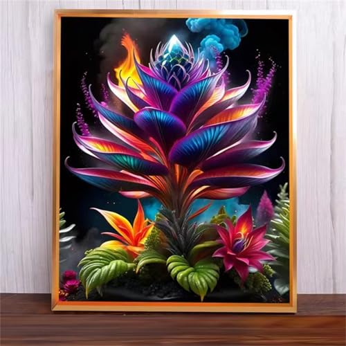 Fantasieblume Malen Nach Zahlen Erwachsene,DIY Framed DIY Handgemalt Ölgemälde Leinwand Kits Mit Pinsels und Acrylfarbe Als Geschenke und Heimdekoration 30x40cm von ditlvy