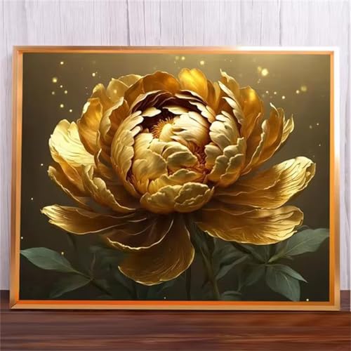 Goldene Blume Malen Nach Zahlen Erwachsene,Without Framed DIY Handgemalt Ölgemälde Leinwand Kits Mit Pinsels und Acrylfarbe Als Geschenke und Heimdekoration 40x50cm von ditlvy