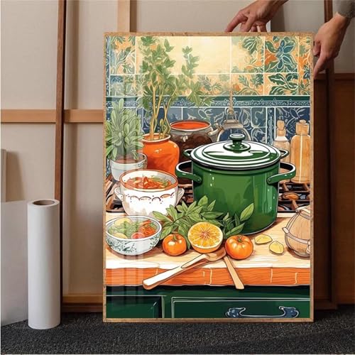 Gourmet-Essen Malen Nach Zahlen Erwachsene,DIY Framed DIY Handgemalt Ölgemälde Leinwand Kits Mit Pinsels und Acrylfarbe Als Geschenke und Heimdekoration 30x40cm von ditlvy