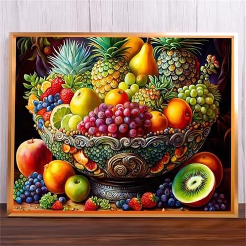 Obst Malen Nach Zahlen Erwachsene,DIY Framed DIY Handgemalt Ölgemälde Leinwand Kits Mit Pinsels und Acrylfarbe Als Geschenke und Heimdekoration 50x65cm von ditlvy