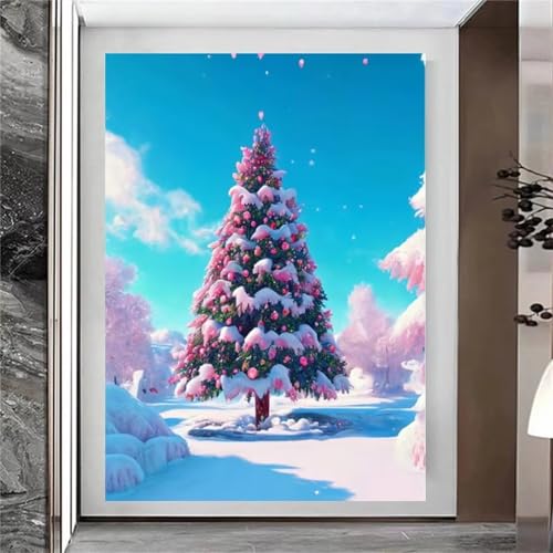 Schneebaum Malen Nach Zahlen Erwachsene,DIY Framed DIY Handgemalt Ölgemälde Leinwand Kits Mit Pinsels und Acrylfarbe Als Geschenke und Heimdekoration 50x65cm von ditlvy