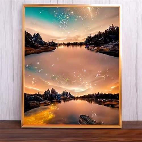 Seelandschaft Malen Nach Zahlen Erwachsene,DIY Framed DIY Handgemalt Ölgemälde Leinwand Kits Mit Pinsels und Acrylfarbe Als Geschenke und Heimdekoration 30x40cm von ditlvy