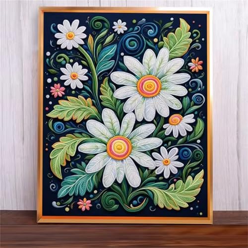 Weiße Blütenblätter Malen Nach Zahlen Erwachsene,DIY Framed DIY Handgemalt Ölgemälde Leinwand Kits Mit Pinsels und Acrylfarbe Als Geschenke und Heimdekoration 30x40cm von ditlvy