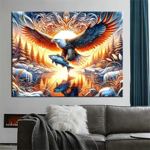 ditlvy 5D Diamond Painting Erwachsene Kits Abstrakte Landschaft Adler DIY Diamond Painting Bilder Round Drill für Kinder Erwachsene Home Wand Décor 60x80cm von ditlvy