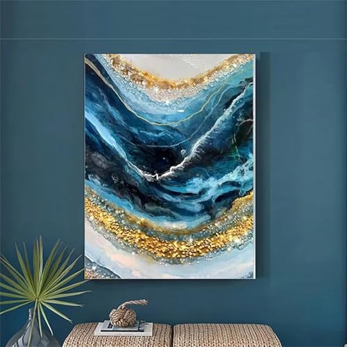 ditlvy 5D Diamond Painting Erwachsene Kits Abstrakte blaue Landschaft DIY Diamond Painting Bilder Round Drill für Kinder Erwachsene Home Wand Décor 100x130cm von ditlvy