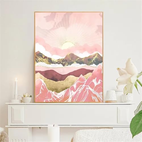 ditlvy 5D Diamond Painting Erwachsene Kits Abstrakter rosa Berg DIY Diamond Painting Bilder Round Drill für Kinder Erwachsene Home Wand Décor 25x45cm von ditlvy