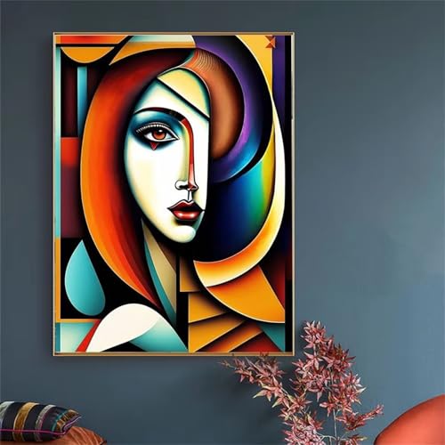 ditlvy 5D Diamond Painting Erwachsene Kits Abstraktes Porträt einer Frau DIY Diamond Painting Bilder Round Drill für Kinder Erwachsene Home Wand Décor 50x70cm von ditlvy