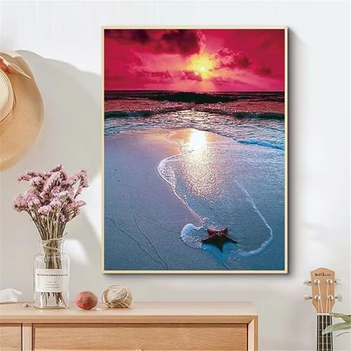 ditlvy 5D Diamond Painting Erwachsene Kits Strand Sonnenuntergang DIY Diamond Painting Bilder Round Drill für Kinder Erwachsene Home Wand Décor 30x50cm von ditlvy