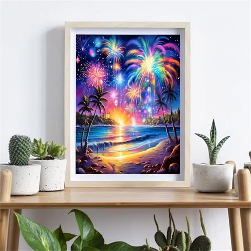 ditlvy 5D Diamond Painting Erwachsene Kits Strand farbiges Feuerwerk DIY Diamond Painting Bilder Round Drill für Kinder Erwachsene Home Wand Décor 25x45cm von ditlvy