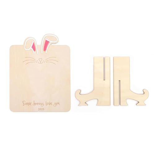 divuukyi Holzbrett mit Aufschrift "Easters Footprint Keepsakes" für Babys erste Ostermeilensteine, Holzschild und Kinderzimmer-Tischdekoration von divuukyi