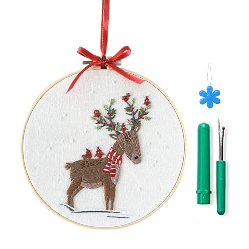 divuukyi Stickerei-Starter-Kits mit Weihnachtsmuster, Stickset für Anfänger, vollständige Palette von geprägten Sticksets von divuukyi