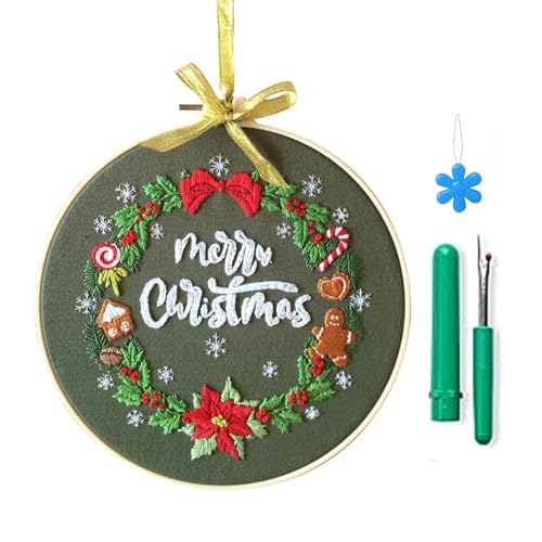 divuukyi Stickerei-Starter-Kits mit Weihnachtsmuster, Stickset für Anfänger, vollständige Palette von geprägten Sticksets von divuukyi