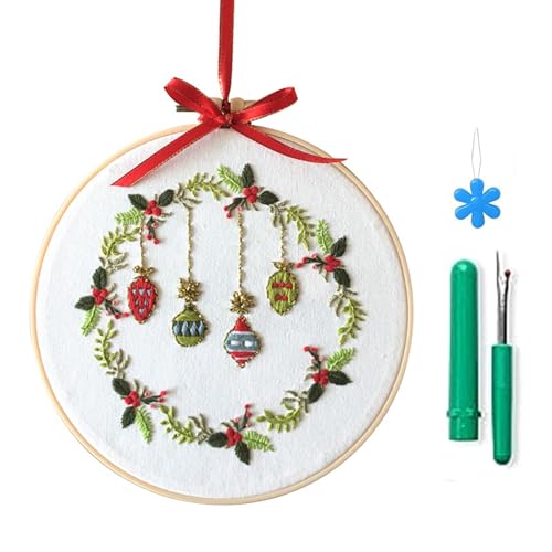 divuukyi Stickerei-Starter-Kits mit Weihnachtsmuster, Stickset für Anfänger, vollständige Palette von geprägten Sticksets von divuukyi