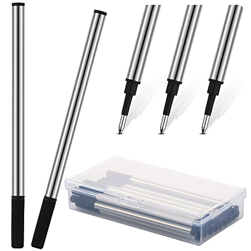 24 Stück 4,37 Zoll Metall Tintenroller Minen Kugelschreiber Feine Spitze 0,7 mm mit Klar Kunststoff Stiftbox Kompatible Rollerball Minen Standardgröße Schwarze Tinte für Schule Büro von diyfixlcd