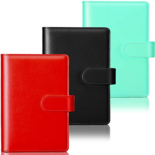 3 Stück A6 PU-Leder Notizbuchordner nachfüllbar 6 Ringordner für A6 Füllpapier, lose Blätter, persönlicher Planer Binder Cover mit Magnetverschluss ? Mehrfarbig? (Rot, Schwarz, Grün) von diyfixlcd