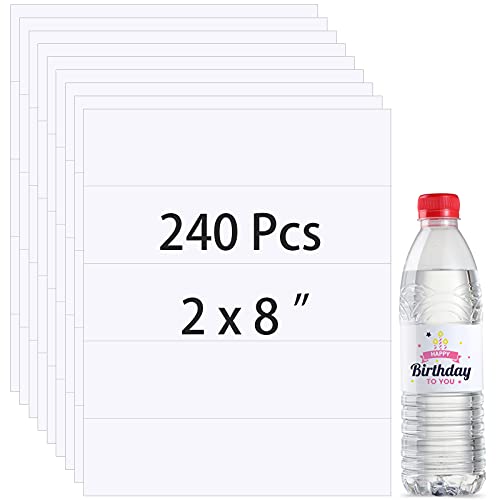 Bedruckbare Wasserflaschen-Etiketten, wasserdicht, leere Flaschenaufkleber, selbstklebend, personalisierbar, rechteckig, für Laser- und Tintenstrahldrucker (240) von diyfixlcd