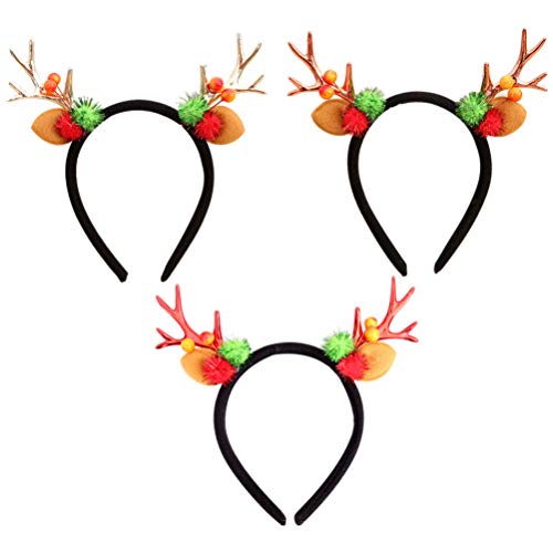 diyfixlcd 3 x Weihnachts-Stirnband, Rentiergeweih, Haarreif, Kopfschmuck, Kopfschmuck für Weihnachtsfeier von diyfixlcd
