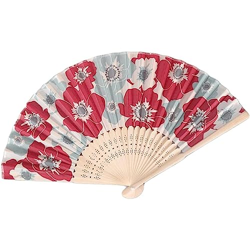 Handfächer, Handfächer im klassischen Stil mit Blumenmuster, tragbarer japanischer Faltfächer mit Quasten, chinesischer Fächer for Tanzen/Cosplay/zur Hochzeit, kühl im Sommer.(C) von djgkENVQ