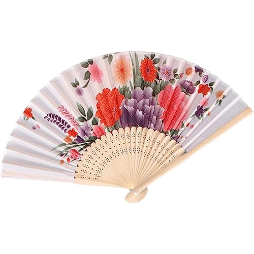 Handfächer, Handfächer im klassischen Stil mit Blumenmuster, tragbarer japanischer Faltfächer mit Quasten, chinesischer Fächer for Tanzen/Cosplay/zur Hochzeit, kühl im Sommer.(D) von djgkENVQ