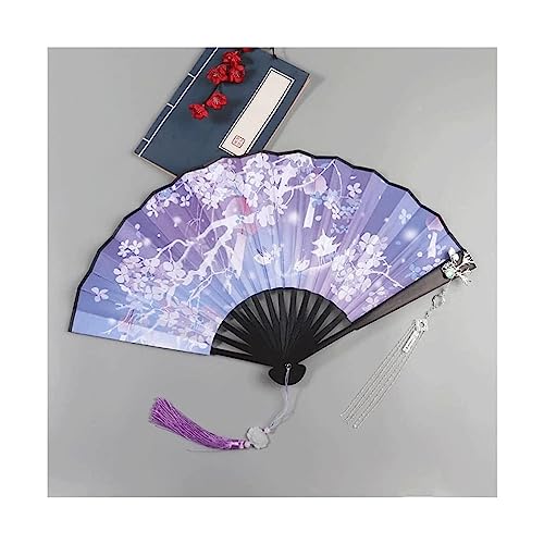 Handfächer, Lila Handfächer im klassischen Stil, chinesischer Fächer for Tanzen/Cosplay/Hochzeit/Party-Requisiten-Dekoration, tragbarer japanischer Faltfächer, kühl im Sommer(C) von djgkENVQ