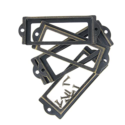 Metall-Etikettenhalter, 15 Stück Etikettenhalter aus Metall, 8,3 x 3 cm (L x B), Etikettenrahmen for Namenskarten mit M2,5 x 8 mm Befestigungsschrauben for Büro, Bibliothek, Aktenschrank, Möbel, Schub von djgkENVQ