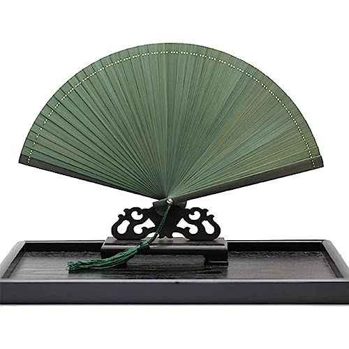 djgkENVQ Handfächer, Handfächer im klassischen Stil in Volltonfarbe, chinesischer Fächer mit Quaste, japanischer Faltfächer for Tanzen/Cosplay/Hochzeit, for kühle Wanddekoration im Sommer(Green) von djgkENVQ