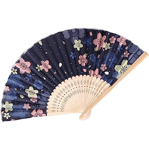 djgkENVQ Handfächer, Handfächer im klassischen Stil mit Blumenmuster, tragbarer japanischer Faltfächer mit Quasten, chinesischer Fächer for Tanzen/Cosplay/zur Hochzeit, kühl im Sommer.(E) von djgkENVQ