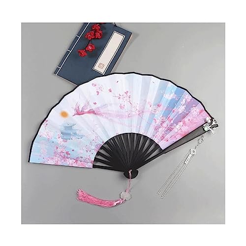 Handfächer, Lila Handfächer im klassischen Stil, chinesischer Fächer for Tanzen/Cosplay/Hochzeit/Party-Requisiten-Dekoration, tragbarer japanischer Faltfächer, kühl im Sommer(A) von djgkENVQ