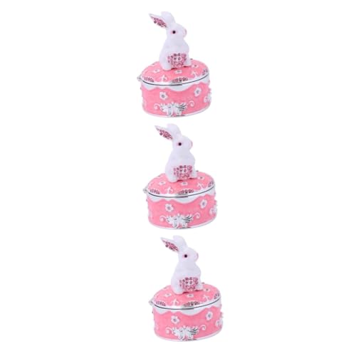 djgkENVQ Schmuckkoffer, 3 Stück Kaninchen Schmuckschatulle Schmuckhalter Halskette Schmuck Organizer Ringhalter Organizer Schmuckbehälter Mädchen Schmuck Hase Statue Frau von djgkENVQ