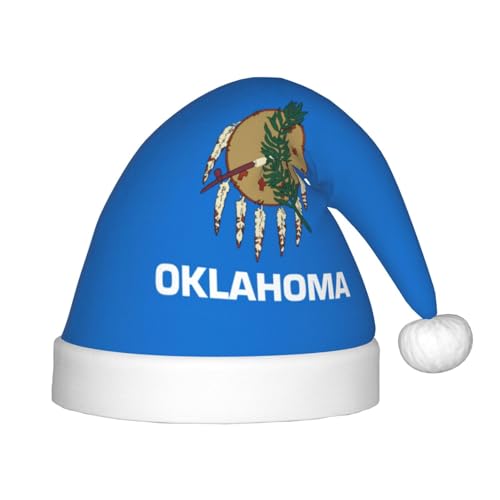 dkkuvt Oklahoma State Flag Print Festlich Spaß Unisex Weihnachtsmütze für die meisten Weihnachtsfeiern Urlaub Supplies Xmas Hüte von dkkuvt