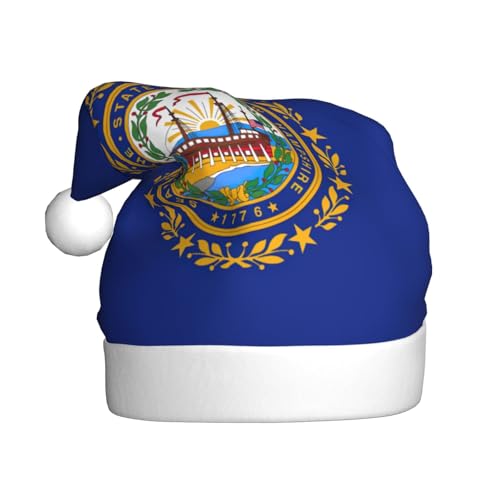 dkkuvt Weihnachtsmütze, Motiv: New Hampshire State Flagge, 53–60 cm, Weihnachtszubehör, Partyzubehör, Urlaub, Nikolausmütze von dkkuvt