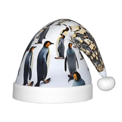 dkkuvt Weihnachtsmütze, Motiv: Pinguine im Schnee, festlich, lustig, Unisex, für die meisten Weihnachtsfeiern, Urlaubsbedarf, Weihnachtsmütze von dkkuvt