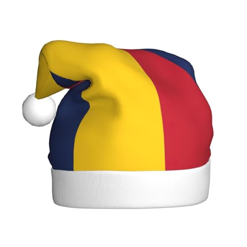 dkkuvt Weihnachtsmütze mit Tschad-Flagge, bedruckt, 53–60 cm, Weihnachtszubehör, Partyzubehör, Urlaub, Nikolausmütze von dkkuvt