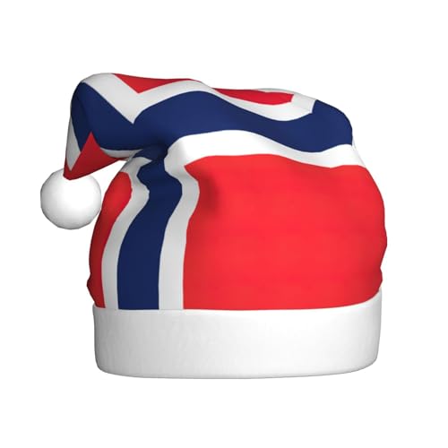 dkkuvt Weihnachtsmütze mit norwegischer Flagge, 53–60 cm, Weihnachtszubehör, Partyzubehör, Urlaub, Nikolausmütze von dkkuvt