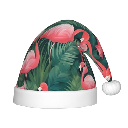 dkkuvt Weihnachtsmütze mit rosa Flamingo-Sukkulenten, festlicher Spaß, Unisex, Weihnachtsmütze, für die meisten Weihnachtsfeiern, Urlaubsbedarf, Weihnachtsmütze von dkkuvt