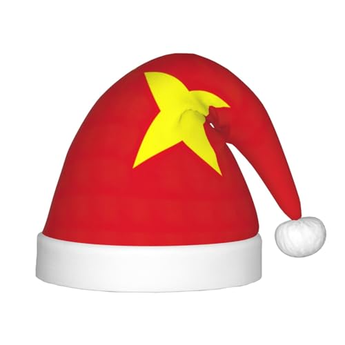 dkkuvt Weihnachtsmütze mit vietnamesischer Flagge, festlich, lustig, Unisex, Weihnachtsmütze, für die meisten Weihnachtsfeiern, Urlaubsbedarf, Weihnachtsmütze von dkkuvt