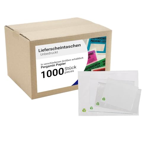 dm-folien Lieferscheintaschen C5 I 1000 Stück I Selbstklebende Versandtaschen I Blanco Versandunterlagen für Lieferscheine & Rechnungen I Unbedrucktes Versandzubehör aus Pergamin-Papier von dm-folien gmbh