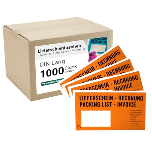 dm-folien Lieferscheintaschen DIN LANG I 1000 Stück I Selbstklebende Versandtaschen mit Aufdruck I Orange-transparentes Paketzubehör für Lieferscheine & Rechnungen I Versandzubehör aus PP dm-folien Lieferscheintaschen DIN LANG I 1000 Stück I Selbstklebende Versandtaschen mit Aufdruck I Orange-transparentes Paketzubehör für Lieferscheine & Rechnungen I Versandzubehör aus PP von dm-folien gmbh