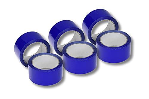 dm-folien gmbh 6 x Farbiges Klebeband/Verpackungsband aus Polypropylen [PP] - Leise abrollendes Packband mit Acrylatkleber (Blau) von dm-folien gmbh