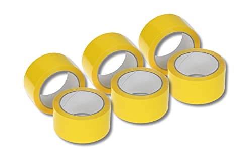 dm-folien gmbh 6 x Farbiges Klebeband/Verpackungsband aus Polypropylen [PP] - Leise abrollendes Packband mit Acrylatkleber (Gelb) von dm-folien gmbh