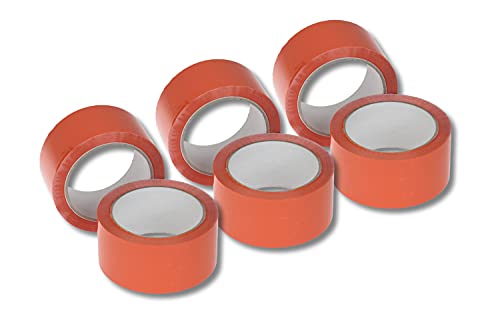 dm-folien gmbh 6 x Farbiges Klebeband/Verpackungsband aus Polypropylen [PP] - Leise abrollendes Packband mit Acrylatkleber (Orange) von dm-folien gmbh