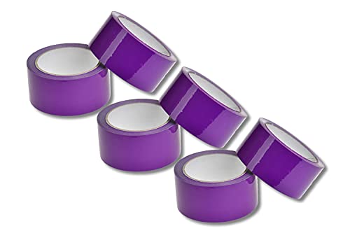 dm-folien gmbh 6 x Farbiges Klebeband/Verpackungsband aus Polypropylen [PP] - Leise abrollendes Packband mit Acrylatkleber (Violett) von dm-folien gmbh