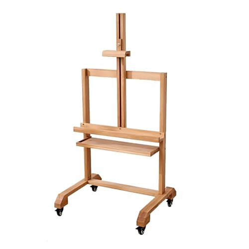 dmartN Verstellbares TV-Rack aus Massivholz - Stand-TV-Ständer aus Holz, Staffelei, robuster mobiler TV-Wagen mit Ablagefläche, modernes Klassenzimmer zu Hause(A-One-Size) von dmartN