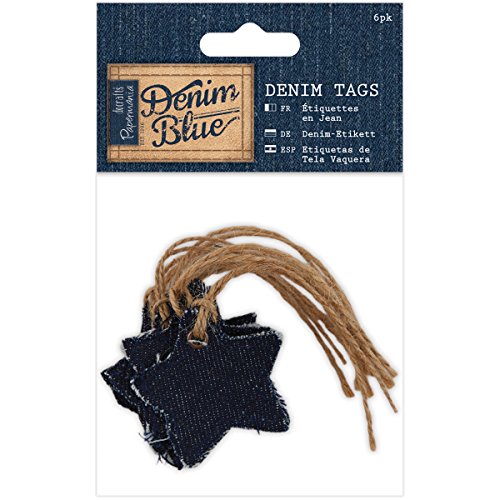 Papermania Denim Blue Fabric Tags 6/Pkg-1.75"X1.75" Star von Docrafts