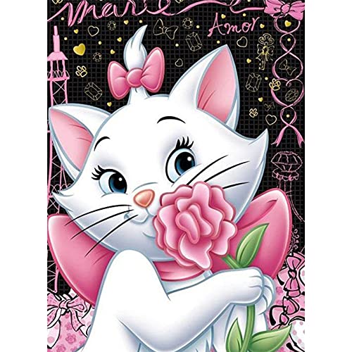 dogmoon DIY 5D Diamant malerei Kits, Weiße Katze Diamond Painting, 5D Adult Diamond Painting Kits, Malen Nach Zahlen Diamant, Diamant Painting Bilder Arts Craft für Home Wand-Decor(30x40cm) von dogmoon