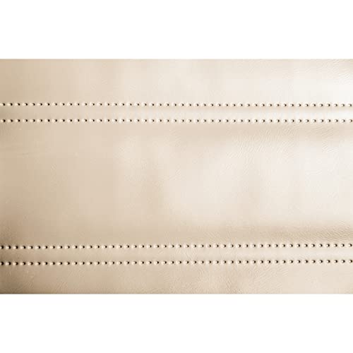 dogsfavorite Kunstleder gesteppt breite Streifen kaschiert Meterware Leder Polsterstoff Stoff 140cm Creme von dogsfavorite