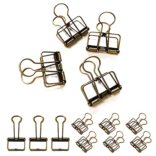 10 Stück Skeleton Klammern, hohl Bronze Metall Binder Clips Metalldraht Foldback Clips in Planer Clips Foto Poster Memo Büroklammer (32mm) von dordol